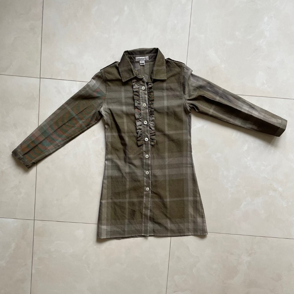 Burberry Plaid Long Sleeve Shirt Dress